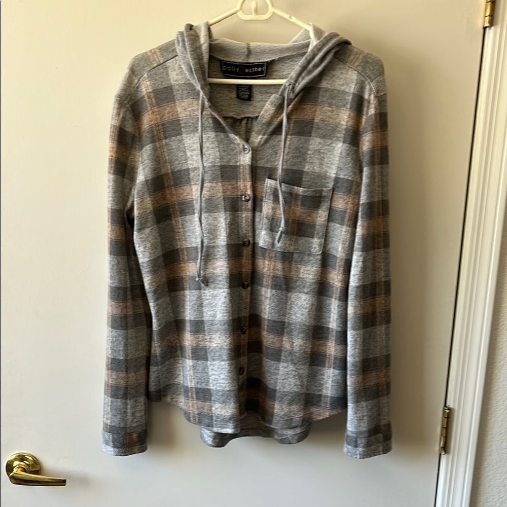 Polly & Esther Gray and Brown Relaxed Hoodie